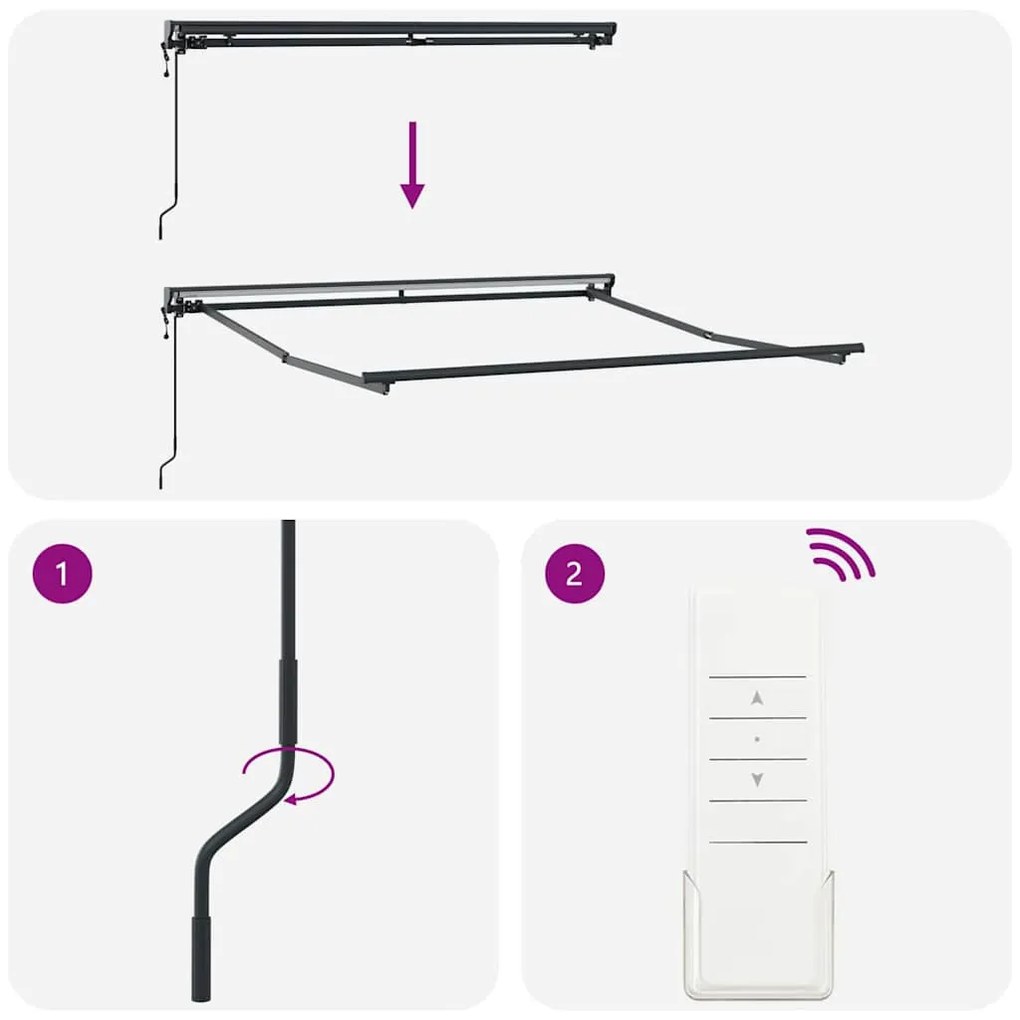 Napernyő keret Antracit 3,5 x 2,5 m Porszórt acél és alumínium