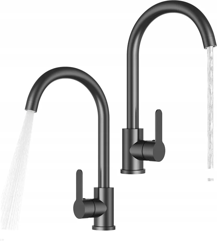 Konyhai Csaptelep Gun Grey Kifolyócső Lekerekített Prestige Plusz Csaptelep