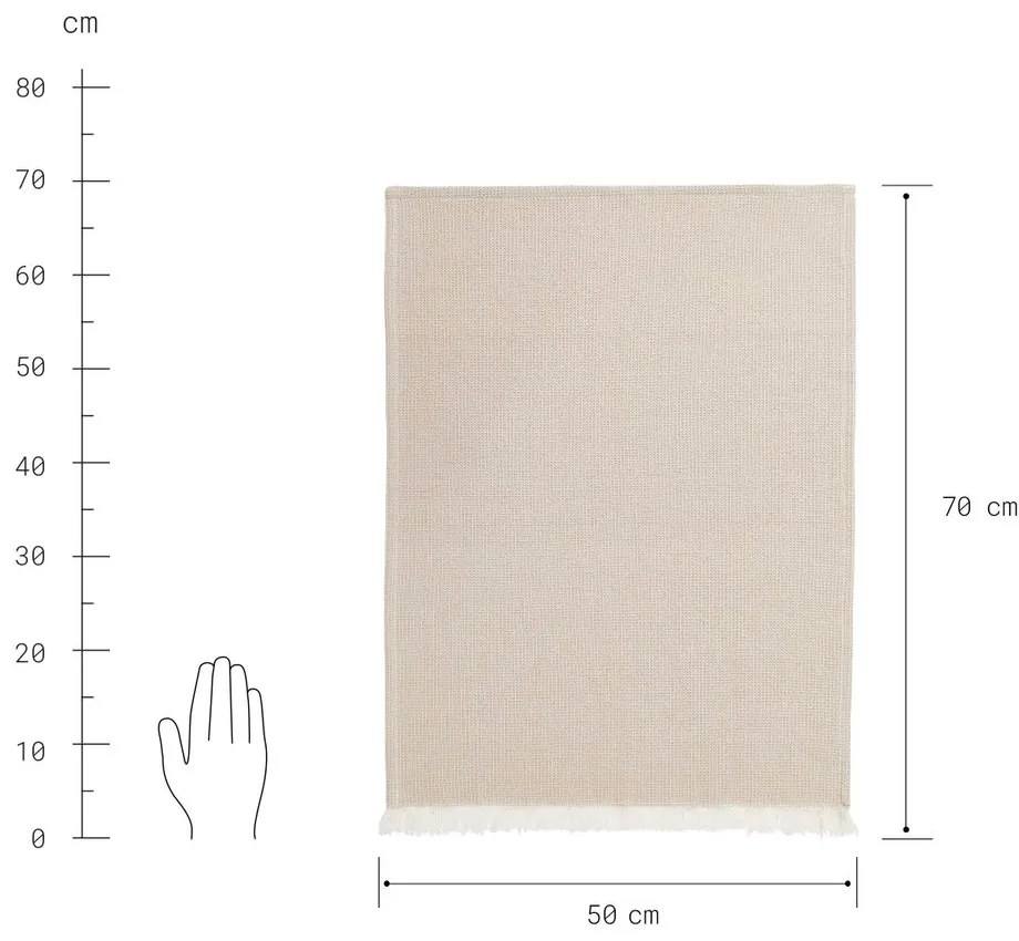 VISBY pamut konyharuha rojtokkal, natúr szín 70 x 50 cm