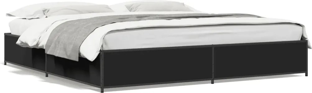 vidaXL fekete szerelt fa és fém ágykeret 160 x 200 cm