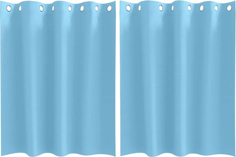 vidaXL Fekete Függöny Gyűrűkkel 2 pcs Világoskék 140 x 140 cm