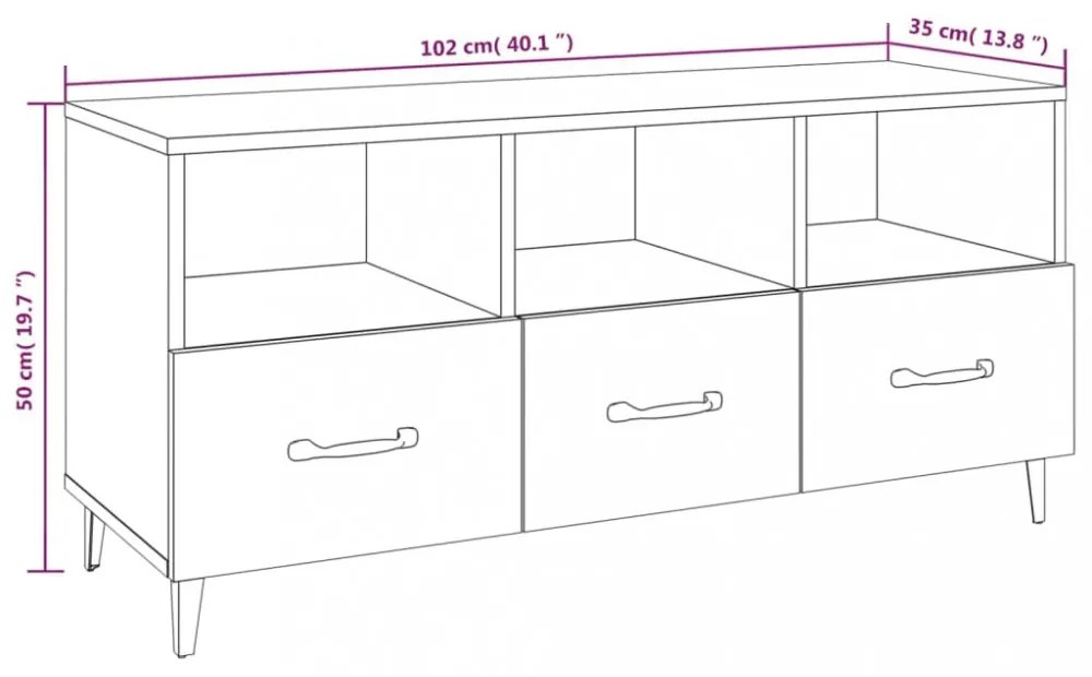füstös tölgy színű szerelt fa TV-szekrény 102 x 35 x 50 cm