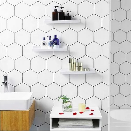 Fali polc Dekoratív akasztós könyvespolc fehér 3 db-os szett