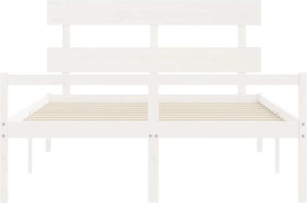Fehér tömör fa ágy időseknek fejtámlával 160x200 cm
