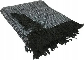 Dekoratív kockás takaró/takaró, modern megjelenés, rojtokkal, 170x130 cm