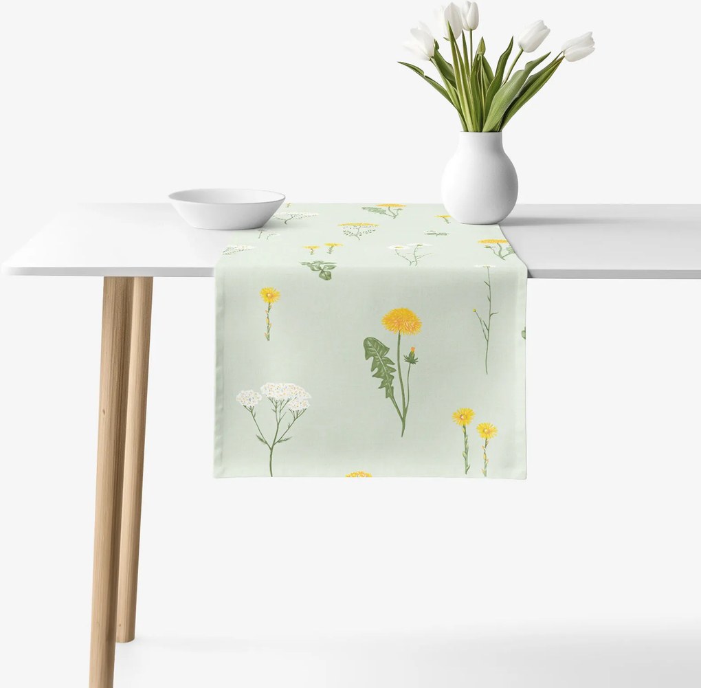 Goldea pamut asztali futó - zöld mező 50x180 cm