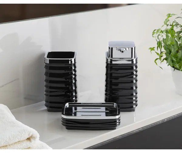 Fürdőszobai készlet WAVE 5 db fekete/króm