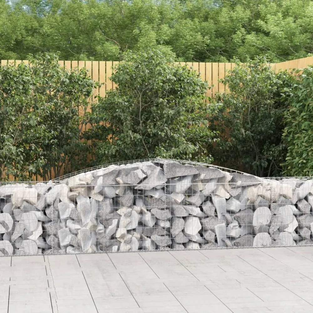 vidaXL 3 db íves horganyzott vas gabion kosár 400x50x60/80 cm