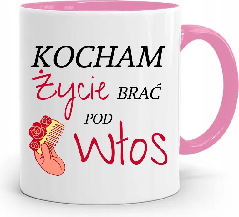 Rózsaszín Bögre Fodrásznak Élet Haj Alá Vehető, fényképes nyomattal