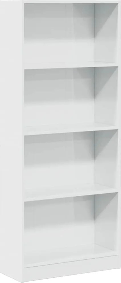 vidaXL magasfényű fehér szerelt fa könyvespolc 60 x 24 x 143 cm