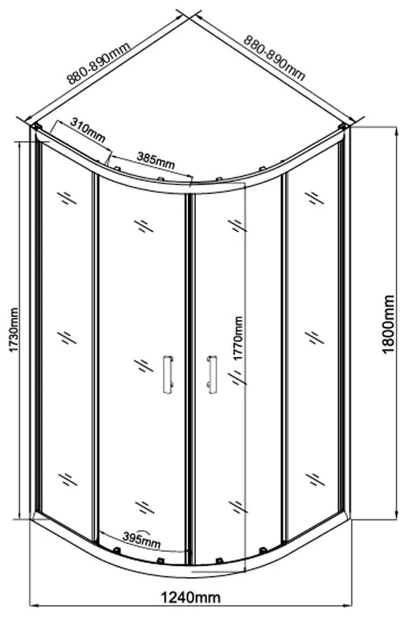 Spirit Matt 90x90 cm íves zuhanykabin zuhanytálca nélkül