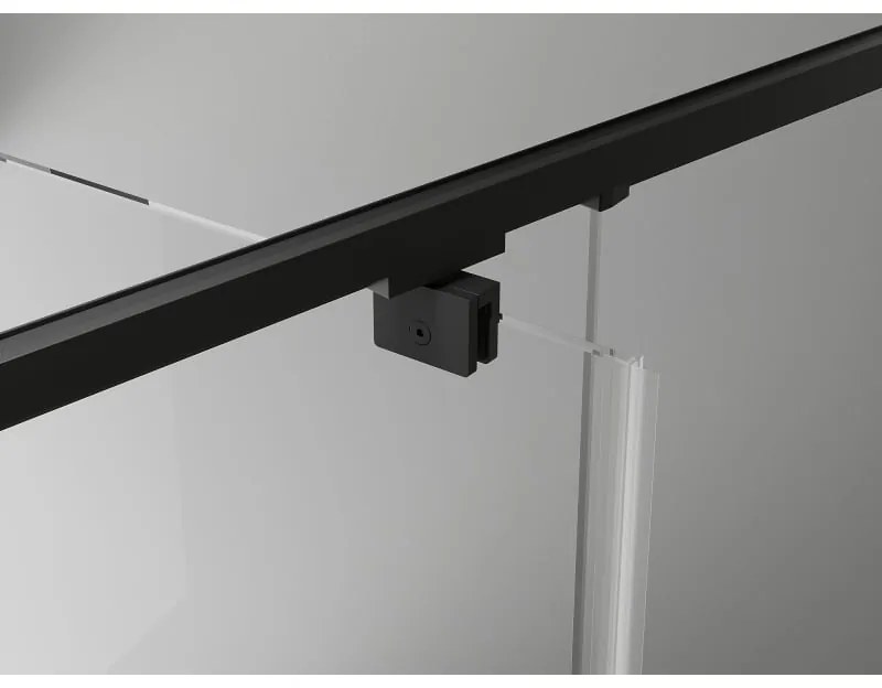 Mexen Exo, egyszárnyú zuhanyajtó 80 cm-es nyitáshoz, 6 mm átlátszó üveg, fekete profil, 8181-080-000-70-00