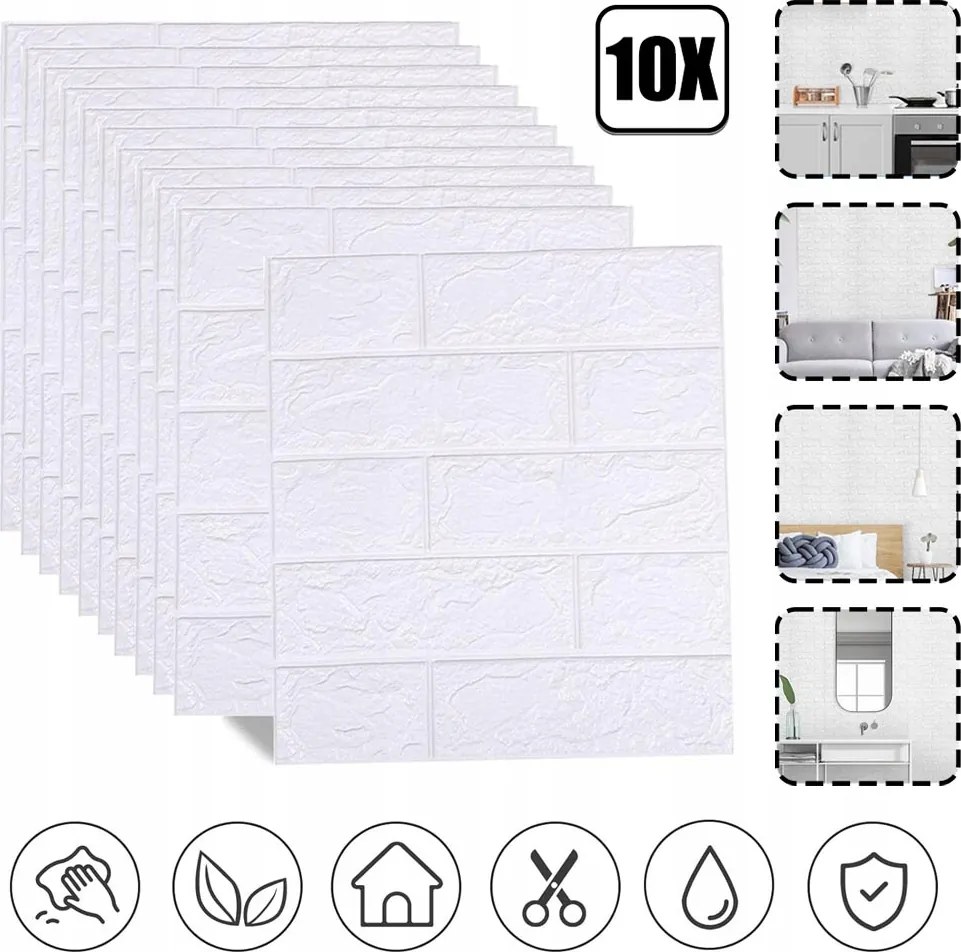 10 Db 3D Fali Öntapadós Tapéta, 35 X 38 CM Falmatrica