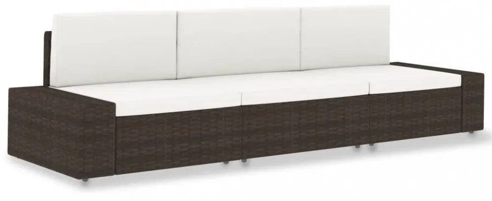 vidaXL 3 személyes barna elemes polyrattan kanapé