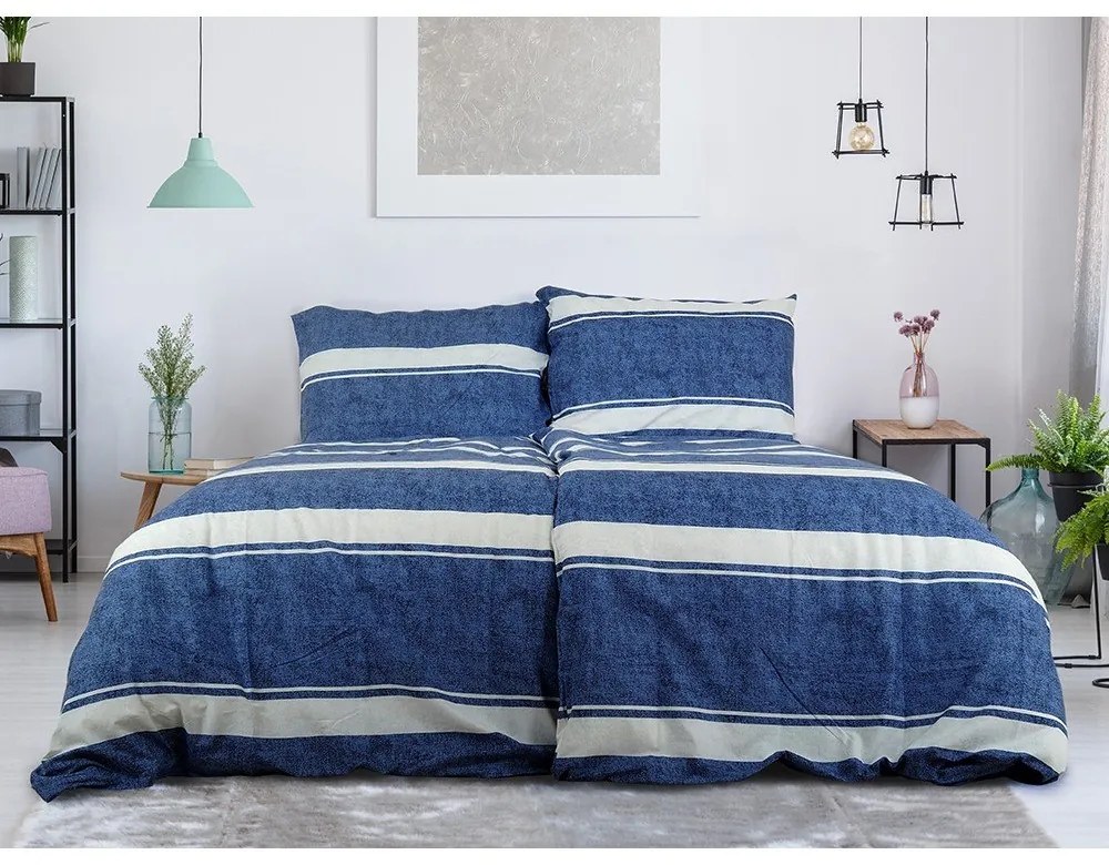 Kék egyszemélyes krepp ágyneműhuzat 140x200 cm Blue Line – B.E.S.