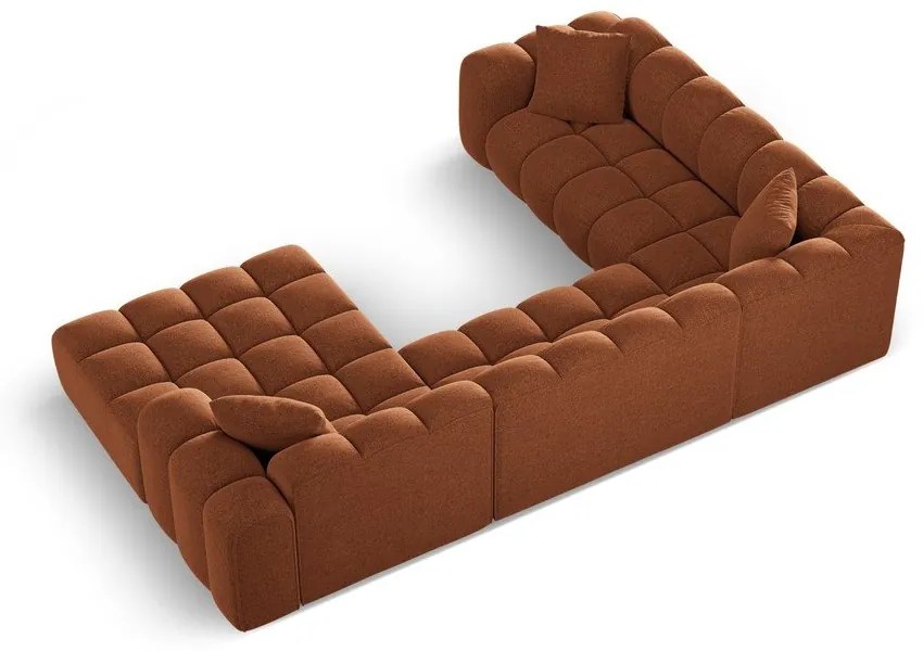 Terrakotta színű zsenília sarokkanapé (bal oldali-U alakú) Treno – Cosmopolitan Design