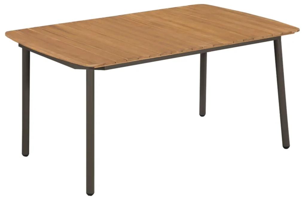 vidaXL tömör akácfa és acél kerti asztal 150 x 90 x 72 cm