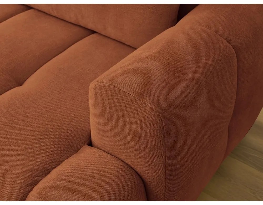 Téglavörös kinyitható-tárolóhelyes sarokkanapé (bal oldali-heverő résszel) Fuji – Bobochic Paris