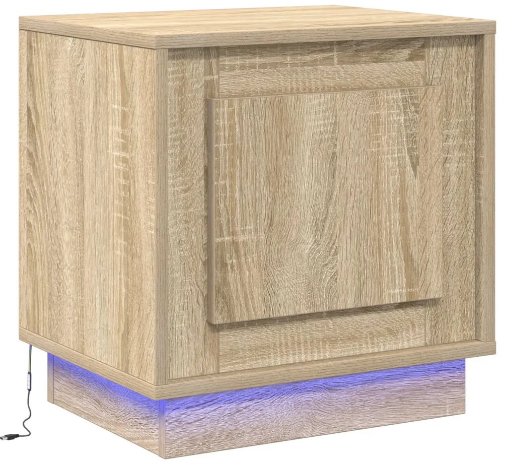 Éjjeli szekrények LED világítással 2 db Sonoma tölgy 44x34,5x45 cm
