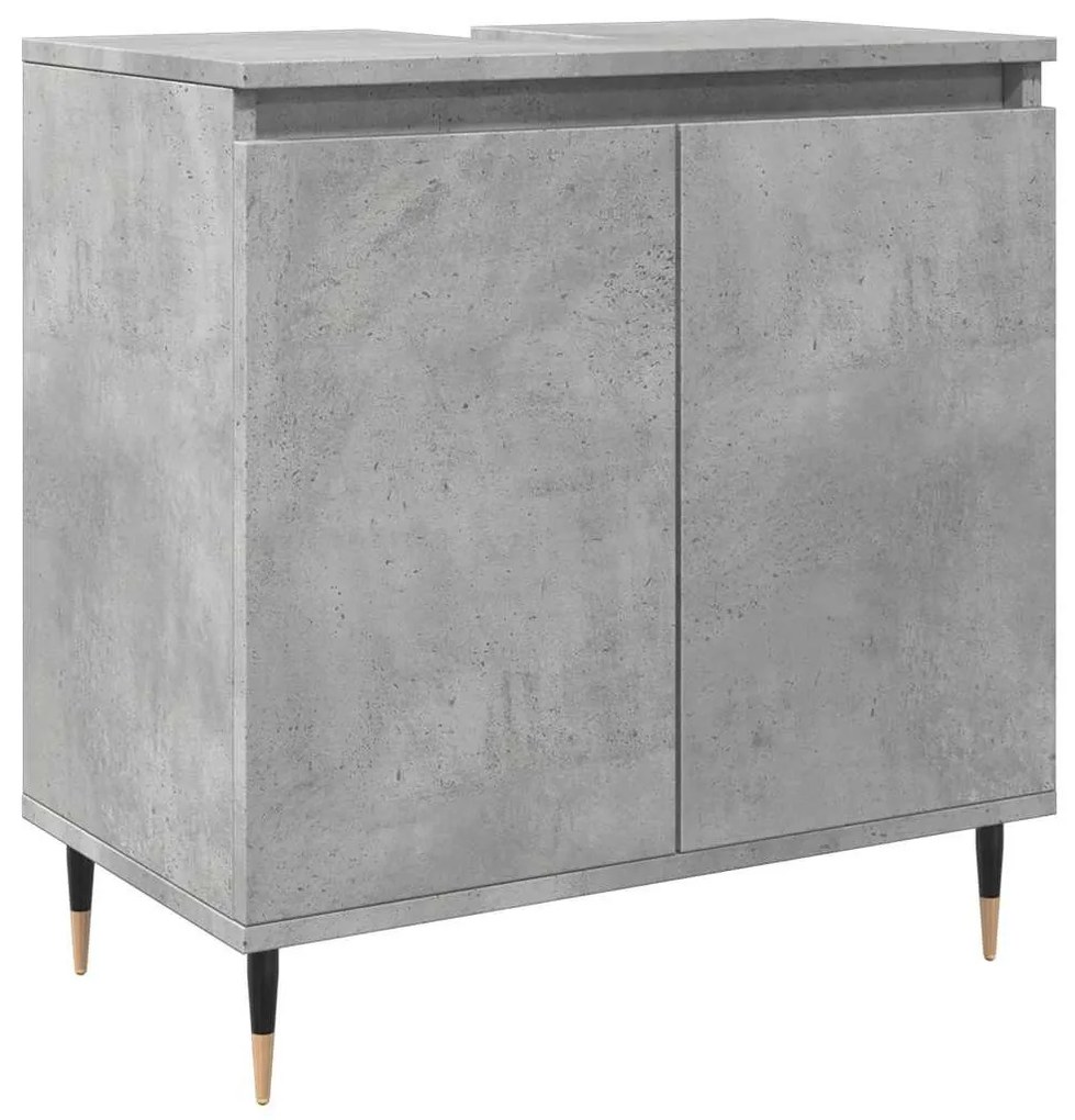 Betonszürke szerelt fa fürdőszobaszekrény 58x33x60 cm