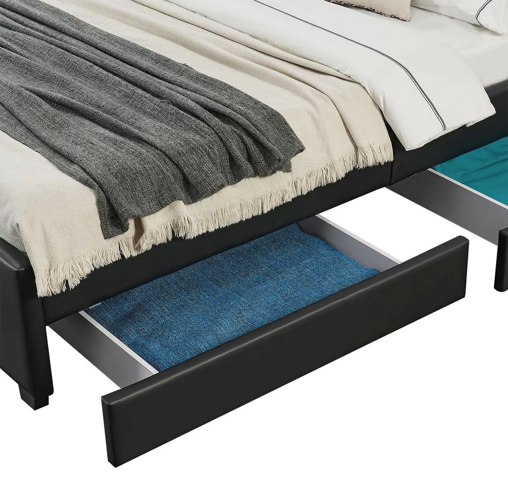 Deuba Kárpitozott ágy Lyon 140 x 200 cm - fekete