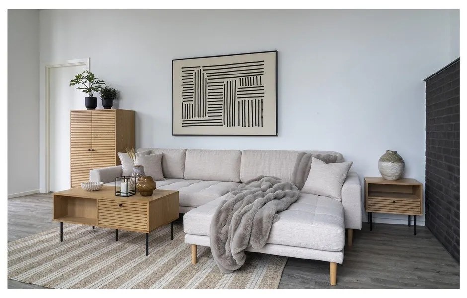 Tárolóasztal tölgyfa dekoros asztallappal 40x50 cm Kyoto – House Nordic