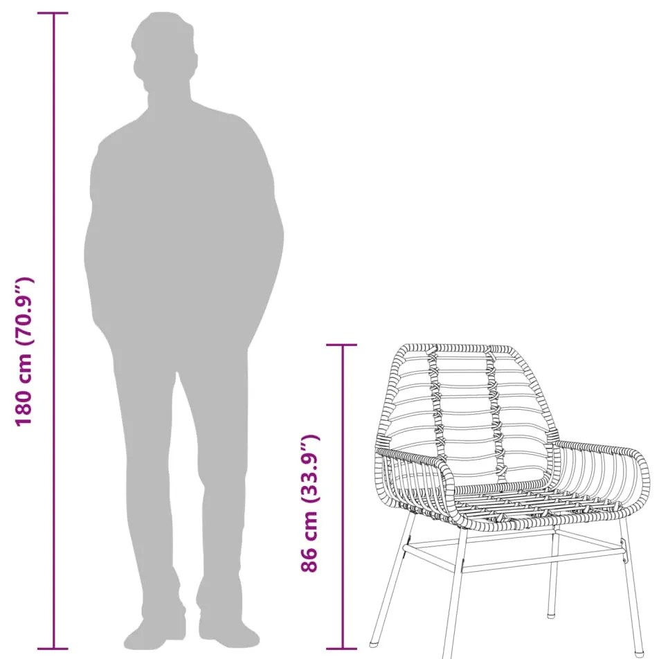 2 db fekete polyrattan kerti szék