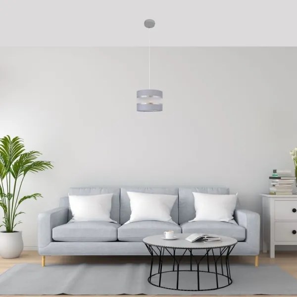 Csillár zsinóron HELEN 1xE27/15W/230V á. 20 cm szürke/ezüst