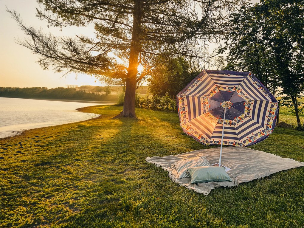 Fehér-kék napernyő LUMINA 180 cm