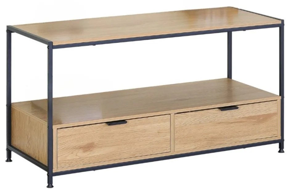 KÉSZLETKISÖPRÉS! Intenso Home dohányzóasztal fiókkal 100 x 40cm (Aranytölgy) | Masszív fém váz, praktikus fiók