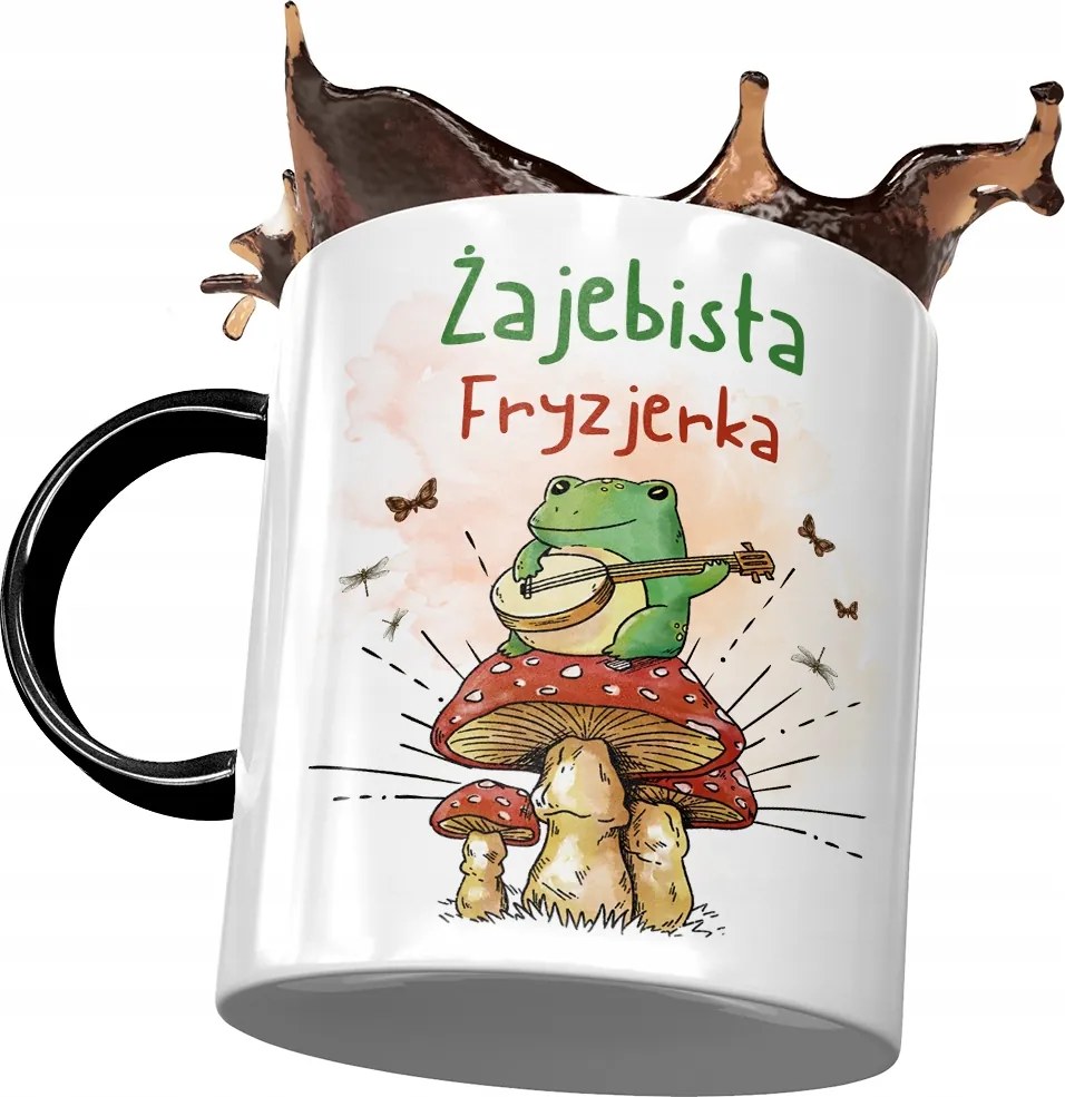 Fekete Bögre Fodrásznőnek Békás Fodrásznő Nyomtatott Fotóval