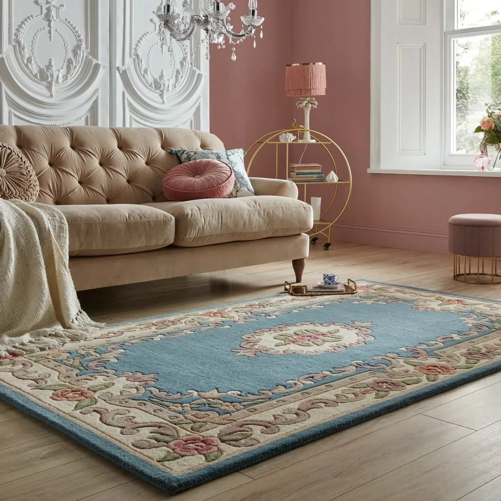 Aubusson kék gyapjú szőnyeg, 150 x 240 cm - Flair Rugs