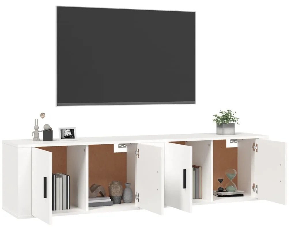 2 db fehér falra szerelhető TV-szekrény 80 x 34,5 x 40 cm
