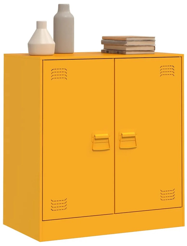 mustársárga acél tálalószekrény 67 x 39 x 73 cm