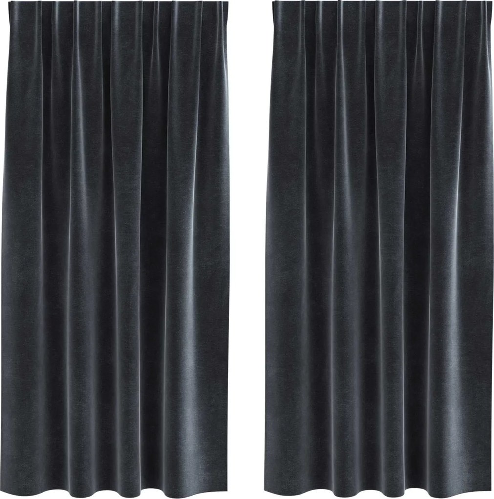vidaXL Sötétítő függönyök 2 pcs Sötétszürke 140 x 175 cm Bársony