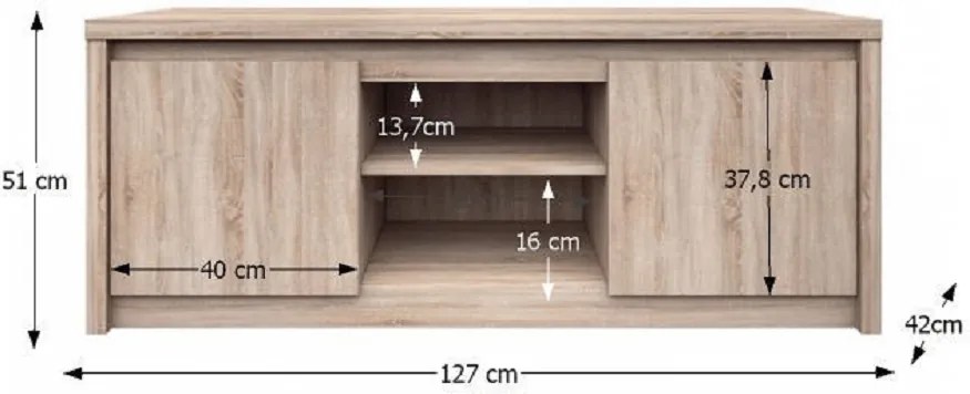 RTV asztal, DTD laminált, tölgy sonoma, NORTY