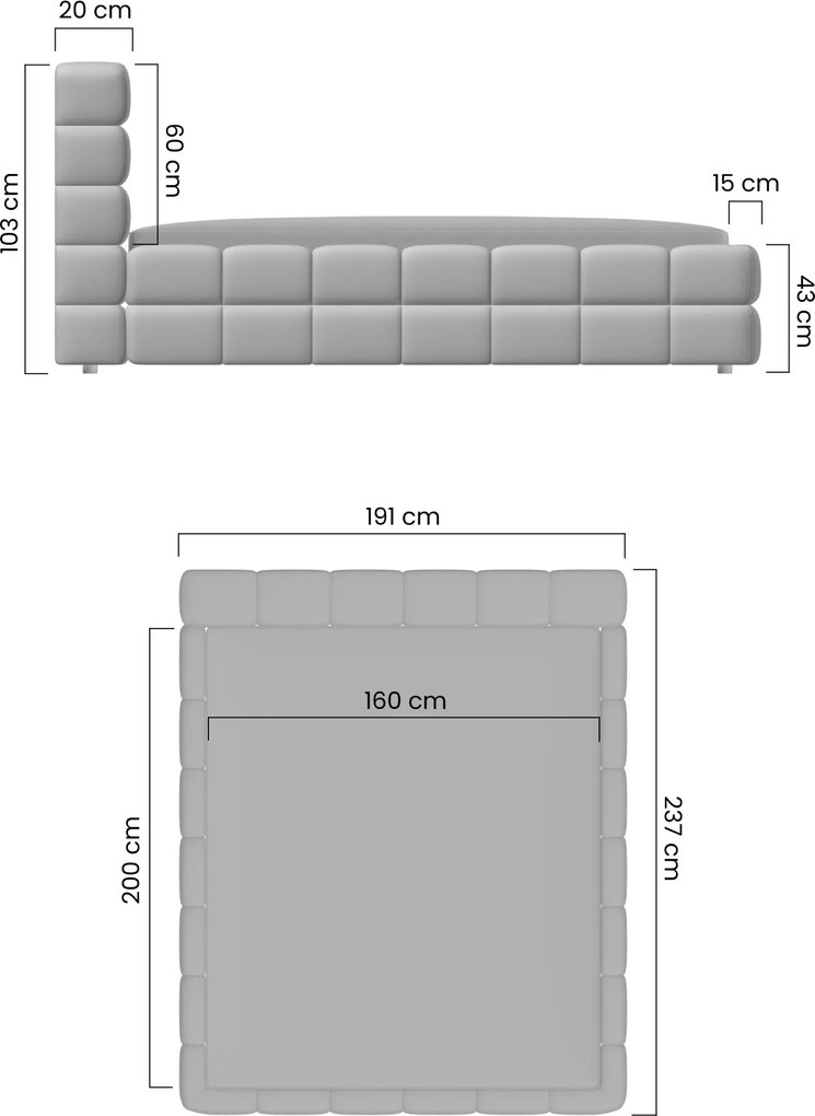 Magnelio kárpitozott ágy 160x200 cm - bézs boucle Raven 22