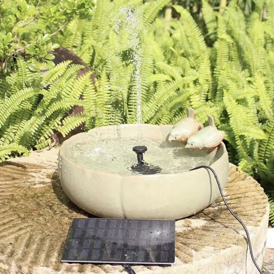 Szolár szökőkút tavi szűrőpumpa – 11x11 cm, fekete, különálló napelemes