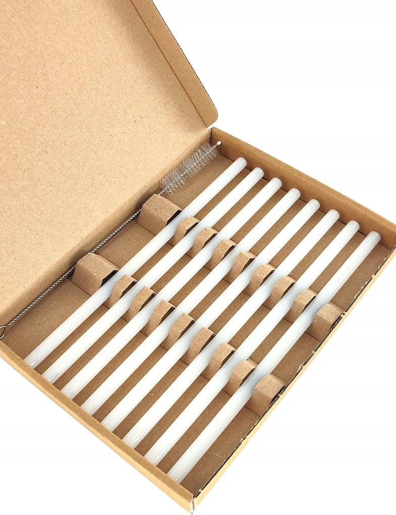 Szívószál üveg ivócső többfunkciós Eko 8db Fehér Egyenes