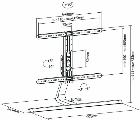 Nedis TVSM5120GY - Állvány Full Motion 37-75” TV-hez