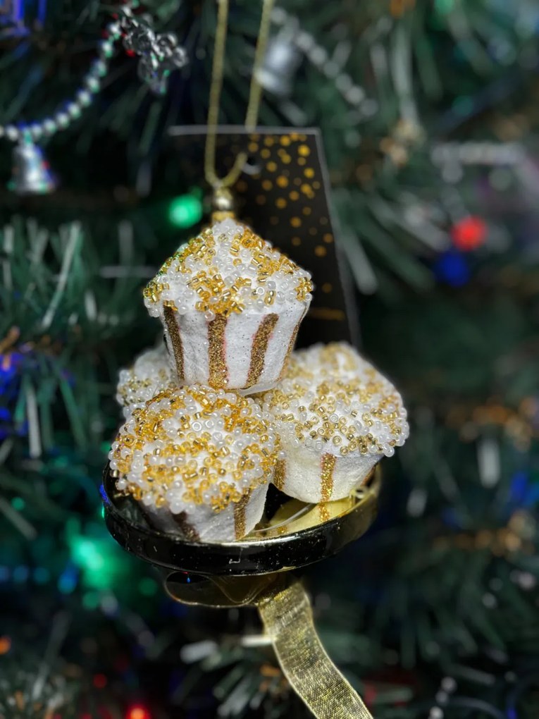 Cupcake arany karácsonyfa dísz