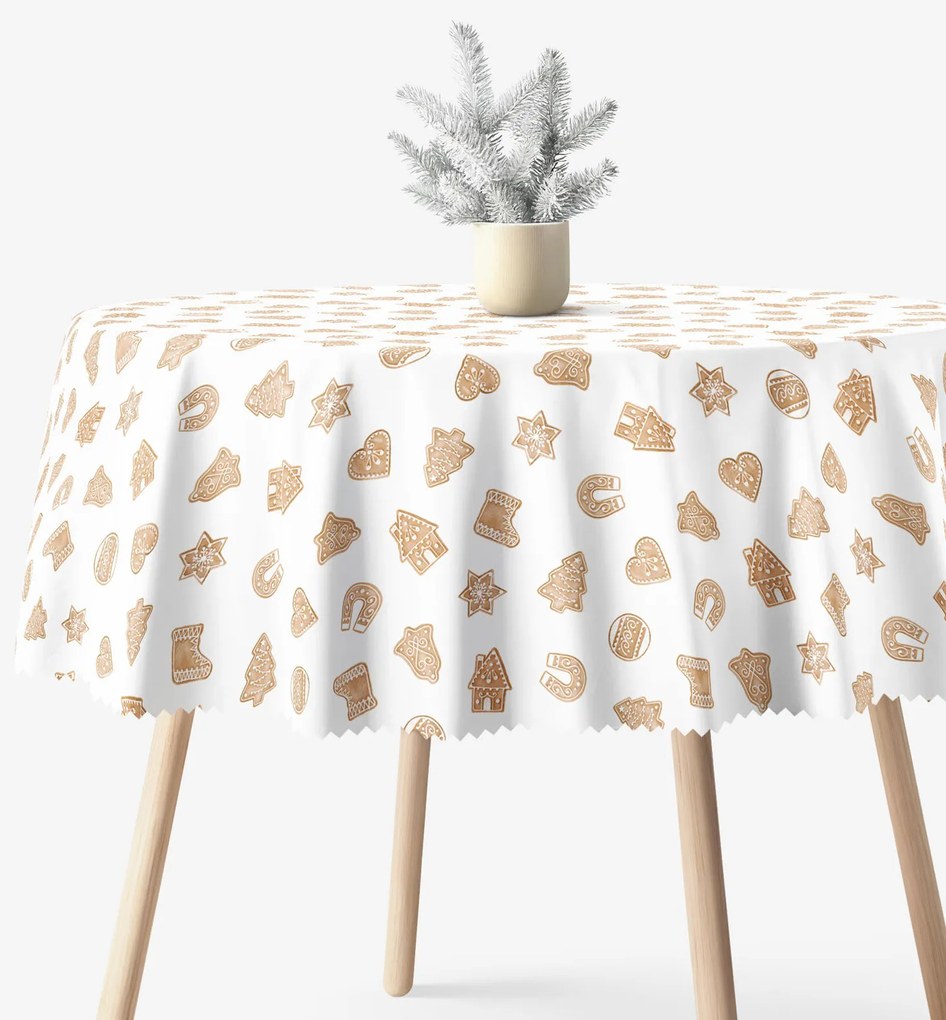 Goldea karácsonyi kör alakú teflonos terítő - mézeskalácsok Ø 120 cm