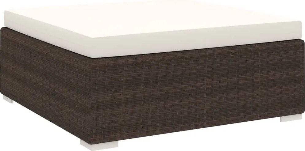 vidaXL 1 db barna polyrattan moduláris lábtartó párnával