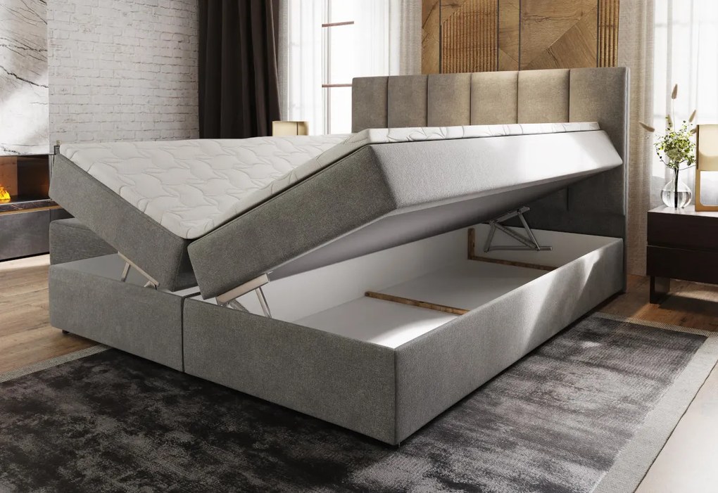 KARDI kárpitozott boxspring ágy, 180x200, soft 17 + topper