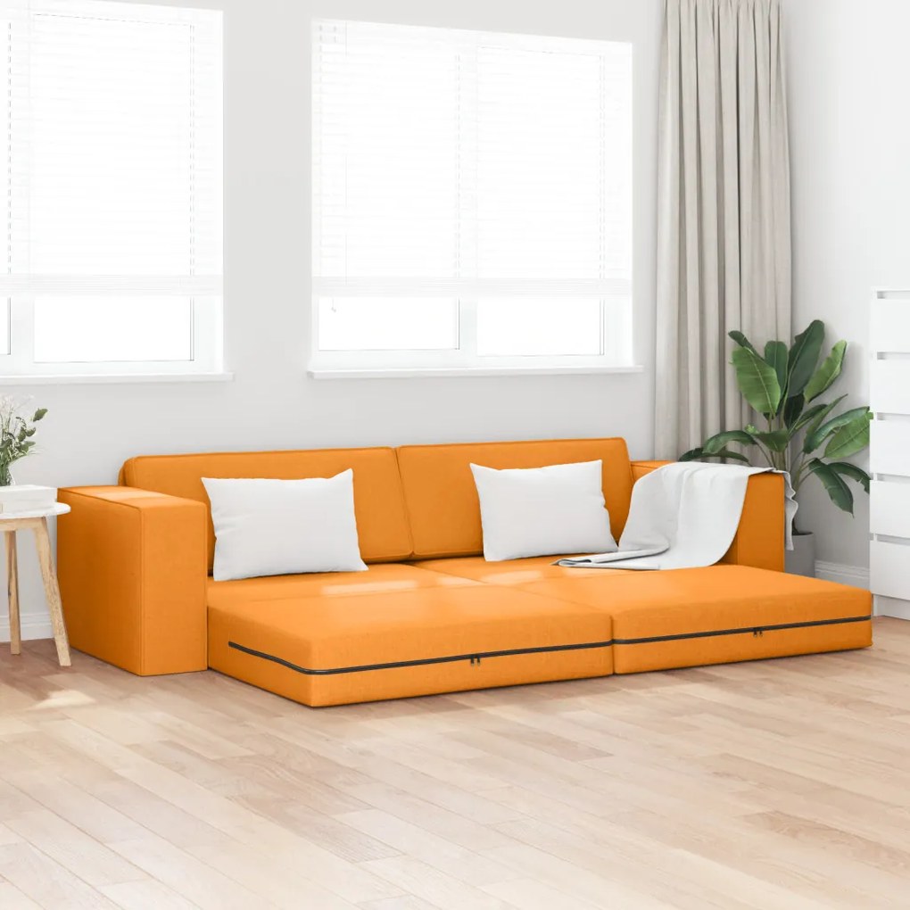 Faliszófa Ágy 2-az-1 Sötét Sárga 245x150x60.5 cm Szövet