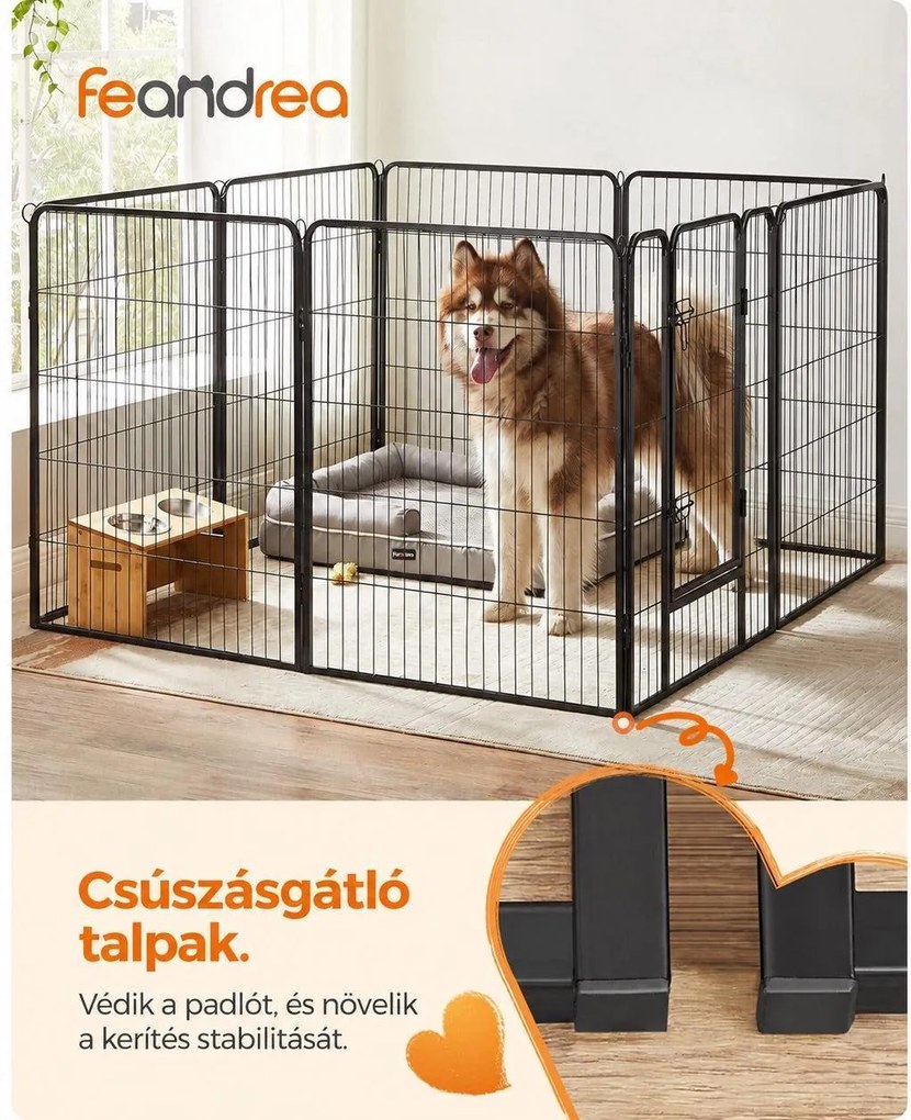 FEANDREA 8 paneles kutyakifutó és kisállat járóka, 80 x 100 cm-es elemekkel, beltérre és kültérre