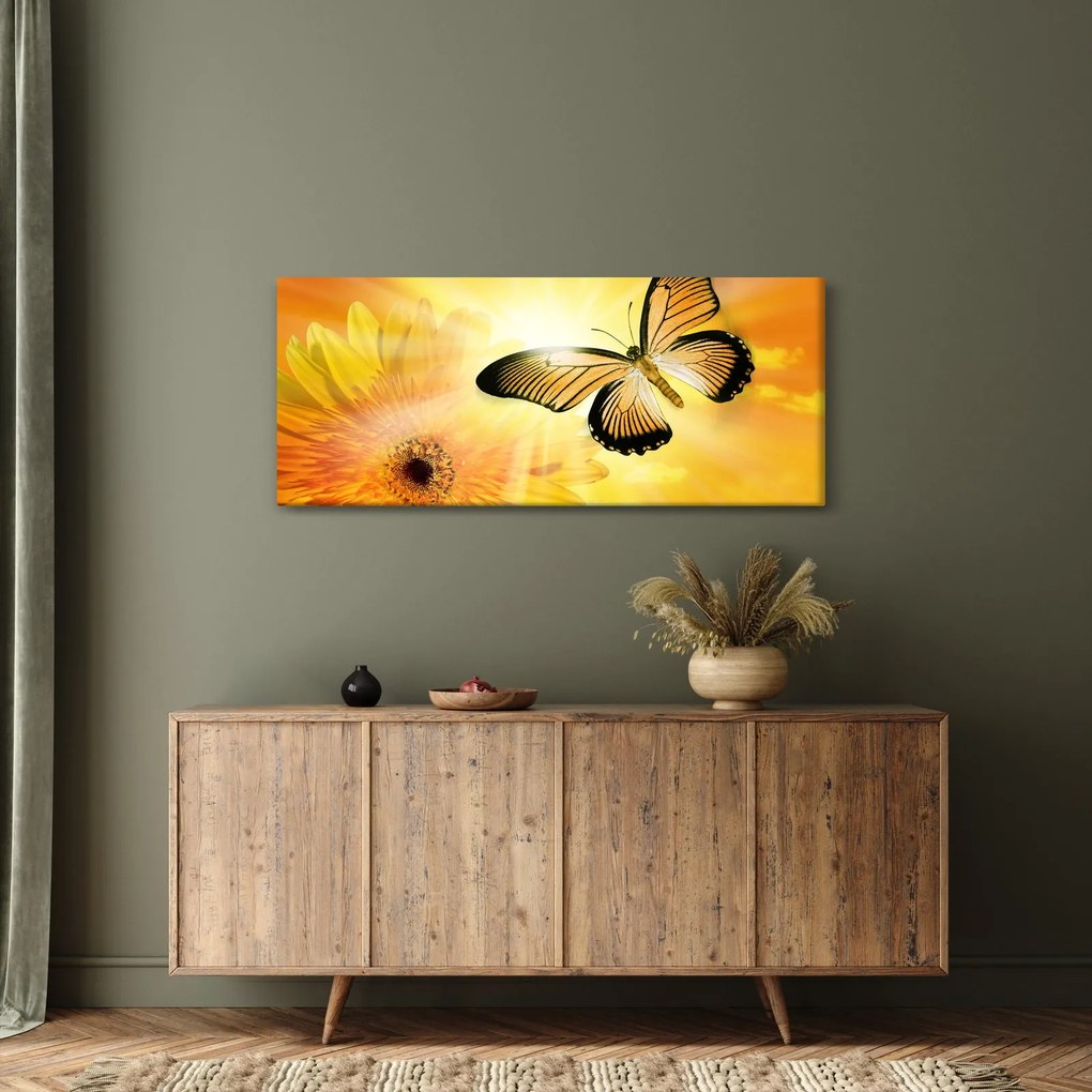 Kép - Sárga pillangó virággal (120x50 cm)