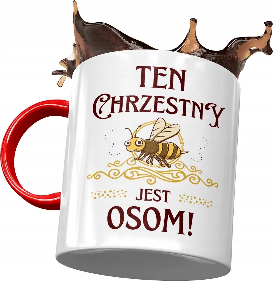 Piros Bögre Keresztelőre Születésnapra Ajándék Nyomtatott Fotóval