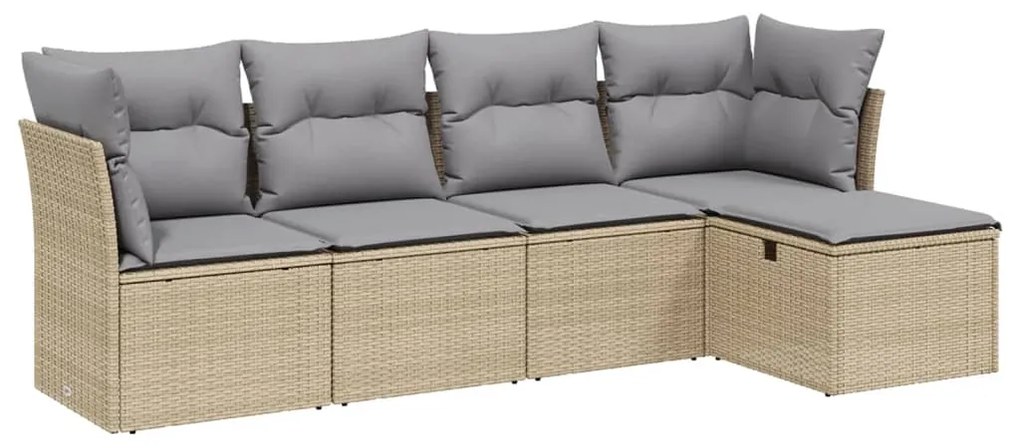 vidaXL 5 részes vegyes bézs polyrattan kerti ülőgarnitúra párnákkal