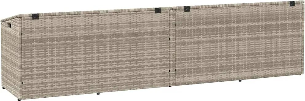 Világosszürke Polyrattan Kerti Tárolóláda 220X50X58 Cm